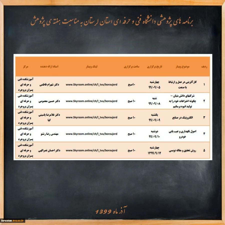 برنامه های پژوهشی دانشگاه فنی و حرفه ای استان لرستان به مناسبت هفته پژوهش و فناوری 6