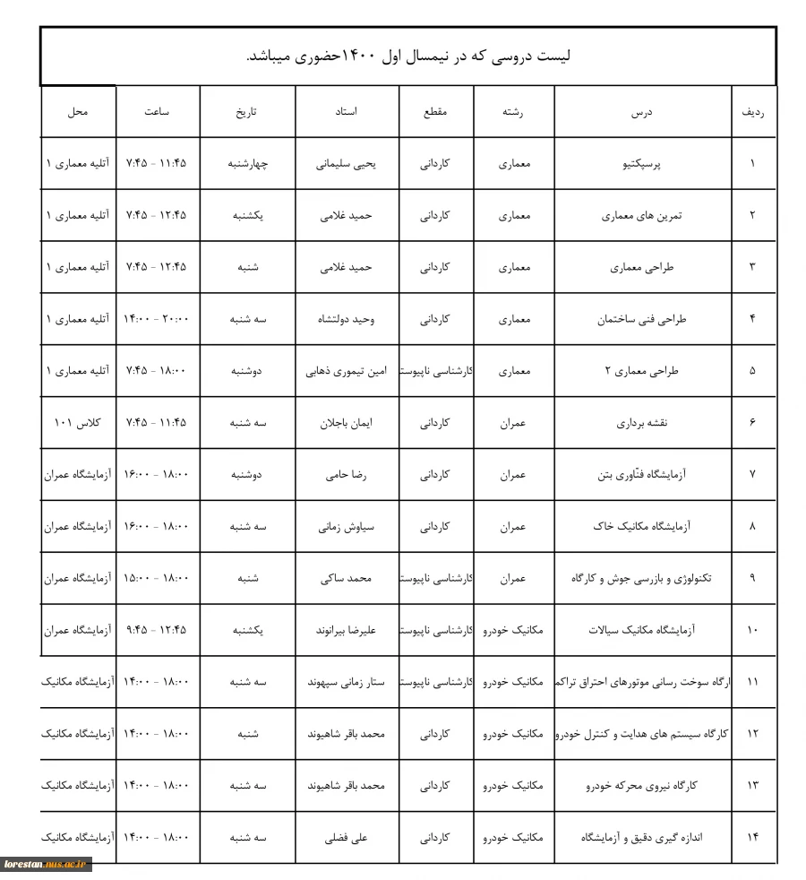 اطلاعیه آموزشی 2